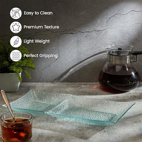 Red Butler Designer Glass Serving Platter Set of 1 Pieces | Beautiful Two Section Glass Serving Platter for Dinnerware, Crockery and Dining - Image 4