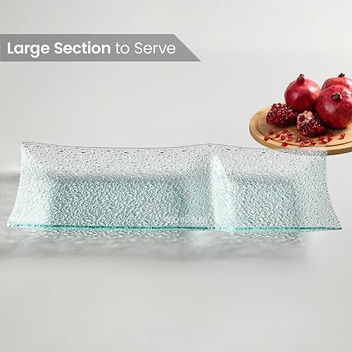 Red Butler Designer Glass Serving Platter Set of 1 Pieces | Beautiful Two Section Glass Serving Platter for Dinnerware, Crockery and Dining - Image 2