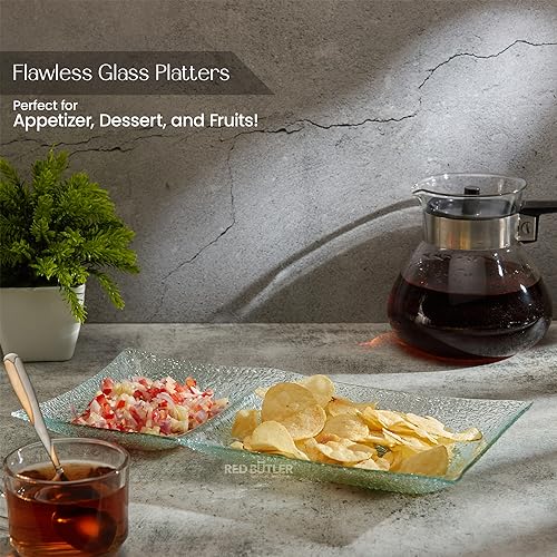 Red Butler Designer Glass Serving Platter Set of 1 Pieces | Beautiful Two Section Glass Serving Platter for Dinnerware, Crockery and Dining - Image 5