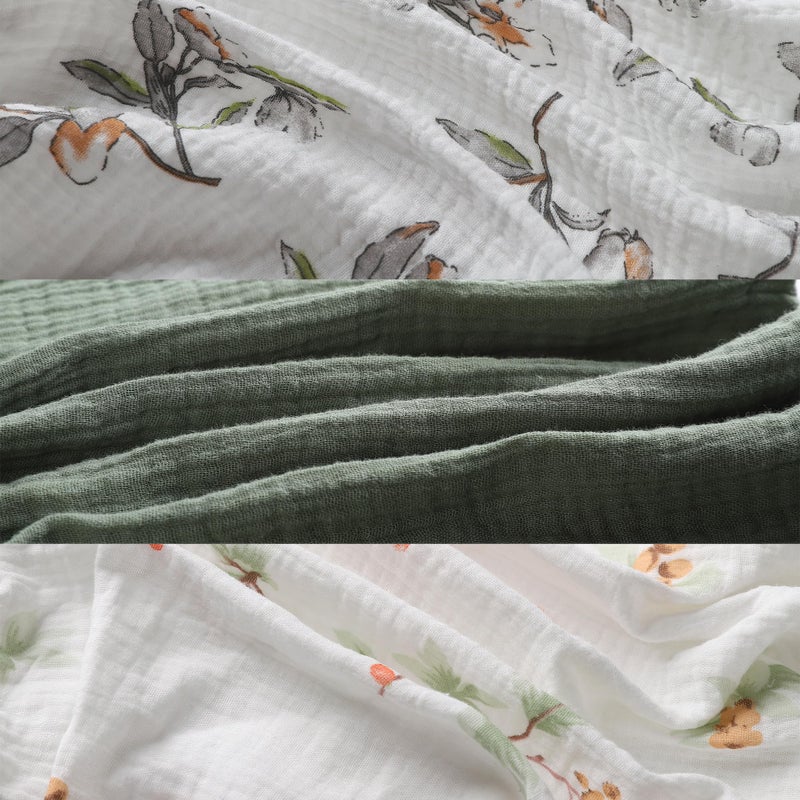 Onacosht Muslin Bassinet Sheets 3 Pack, 100% Cotton Baby Fitted Sheet 33" x 19" Compatible with Mika Micky, KoolaBaby (3 in 1), BabyBond, HARPPA and RICUTON Bedside Bassinet, Green and Botanical - Image 3