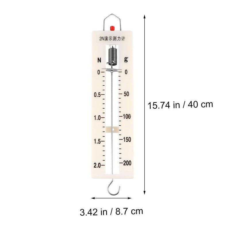 White Plastic and Metal Spring Dynamometer 2 Newton Force Gauge for Physics Lab Experiments - Image 3