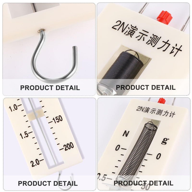 White Plastic and Metal Spring Dynamometer 2 Newton Force Gauge for Physics Lab Experiments - Image 4