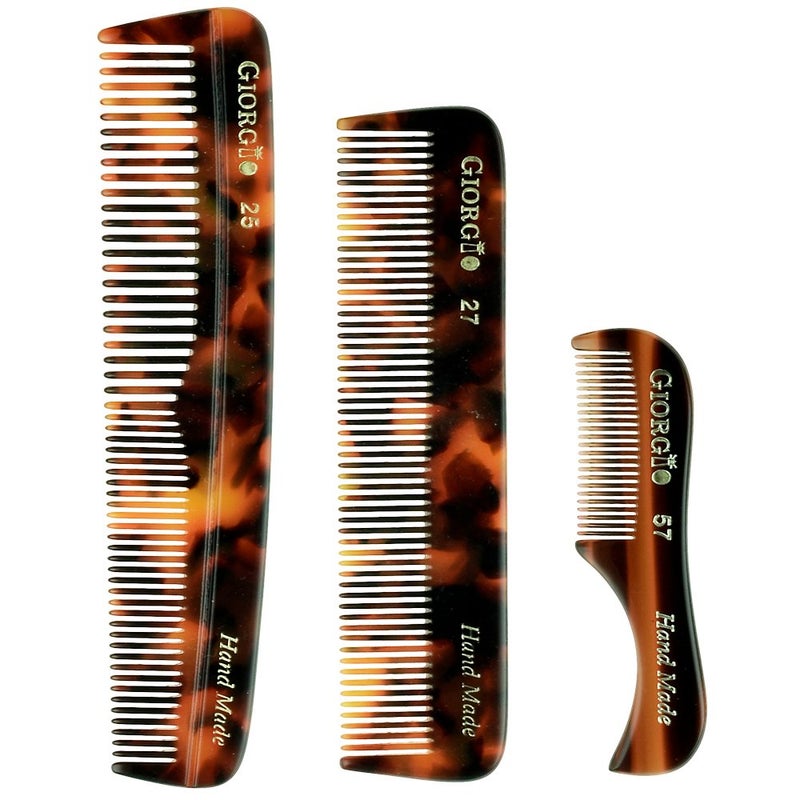Giorgio Beard Combs Set - Handmade Combs Kit for Everyday Beard and Mustache Grooming - Includes Fine and Wide Tooth Pocket Dresser Comb + Straightening Mustache Comb, Handmade - Image 1