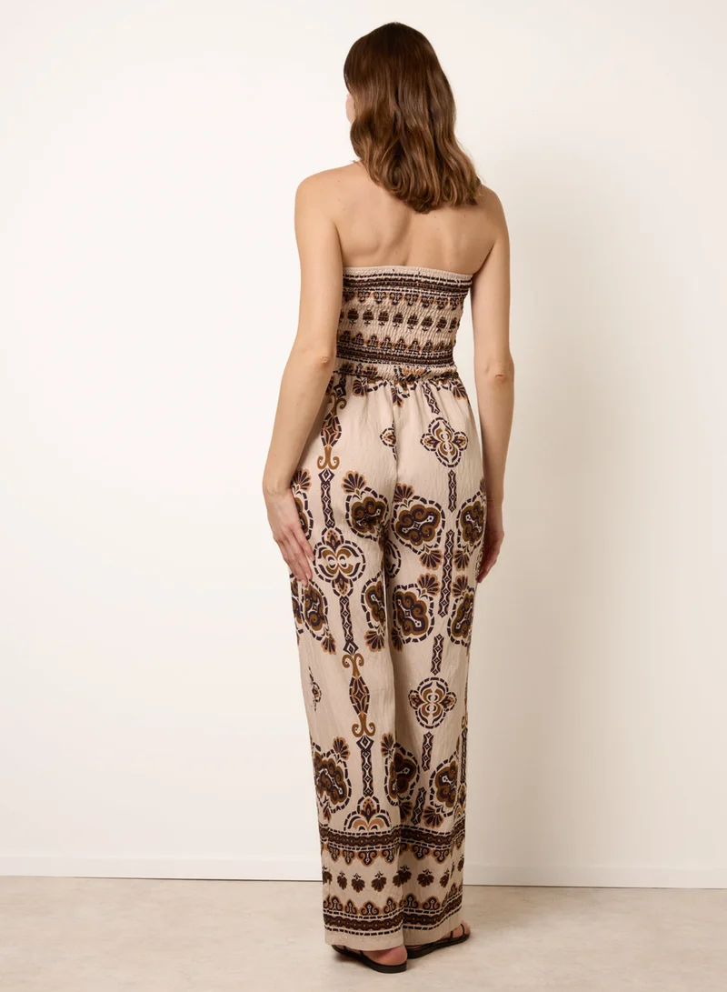 بلو فانيلا Tribal Print Bardot Tie Neck Jumpsuit