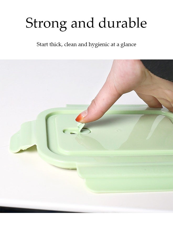DUNISO - 2 Pieces 1040ml Portable Glass Lunch Boxes, Microwave Glass Kitchen Preparation Containers, Durable Lockable Fresh-Keeping Boxes, With Insulated Bag Tableware Suitable For Children And Adults,Light Green - Image 1