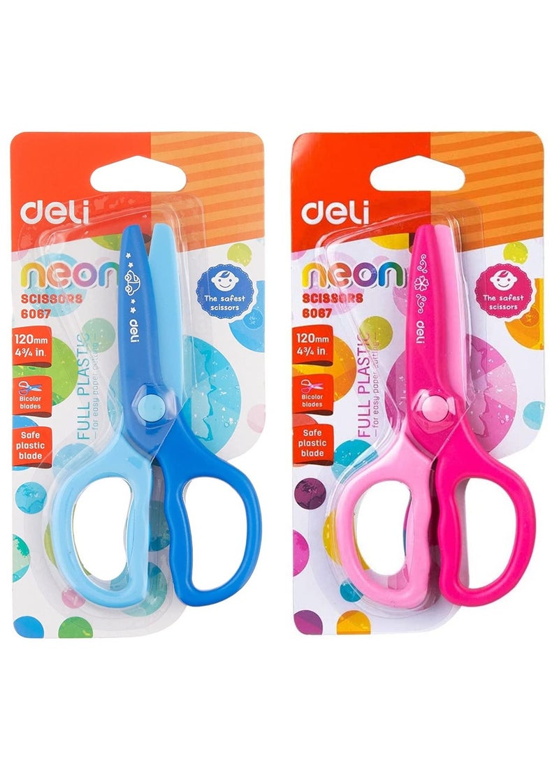 Deli 2-Piece Full Plastic Child Safe Scissors Set Multicolour  - Image 1