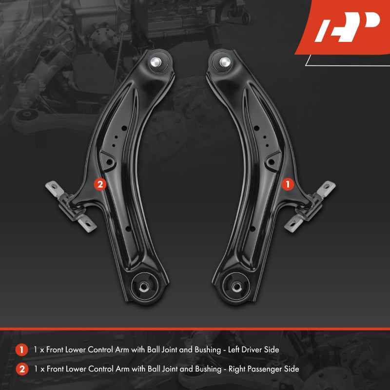 A-Premium 2 x Front Lower Control Arm, with Ball Joint & Bushing, Compatible with Nissan Rogue 2014-2020, Rogue Sport 2017-2022, Qashqai 2017-2023 - Image 3