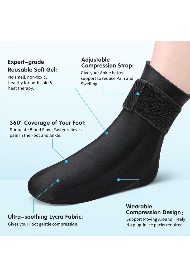 SYOSI جورب علاجي بارد من الجل قابل لإعادة الاستخدام للتدفئة والعلاج، ولف كيس ثلج حول الكاحل والقدم لعلاج الإصابات، وتسكين فوري للألم في التهاب وتر العرقوب، والتهاب اللفافة الأخمصية، والكعب - قطعة واحدة - Image 4