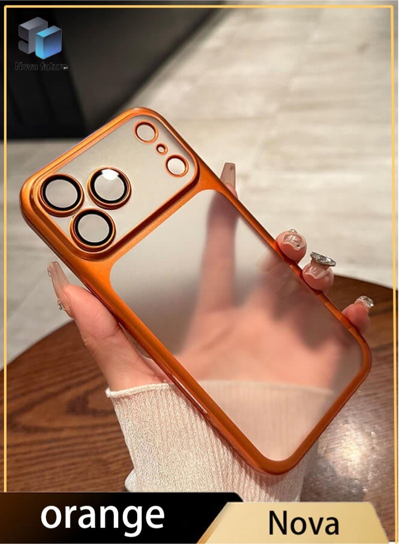 مستقبل نوفا غطاء آيفون 17 برو ماكس، بلاستيك مقوى بلمسة نهائية، مقاوم للسقوط وحماية كاملة للعدسة، رفيع جدًا، كوزميك اورانج - Image 1