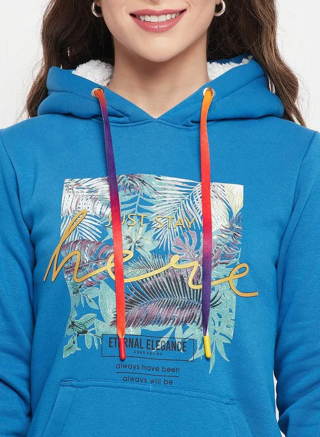 DUKE Tropical Graphic Print Front Pocket Hoodie by Styli