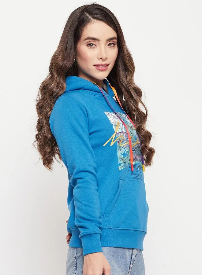 DUKE Tropical Graphic Print Front Pocket Hoodie by Styli
