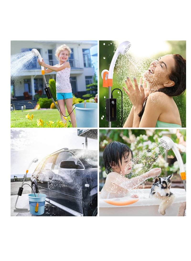 Excefore Portable Outdoor Shower, Outdoor Electric Shower Rechargeable Pump, LED Lighting, USB Charging, Detachable Battery, Pumps The Water from The Bucket into a Stable and Gentle Shower Stream - Image 2