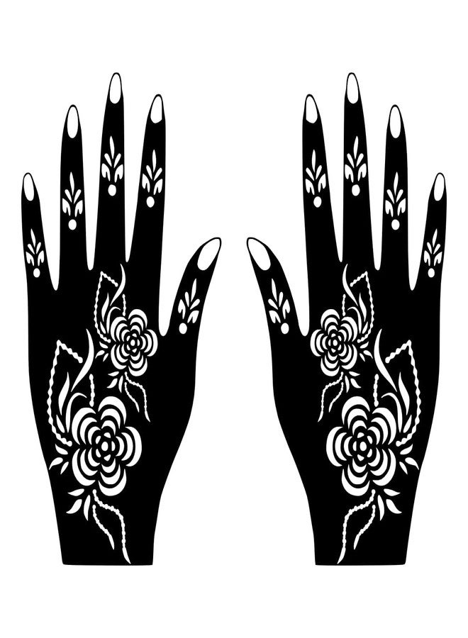 ORDERSHOCK Easy to Use Henna Design Template Pack Mehndi Stencil Sticker One Set For Both Hand Henna Design - Image 2