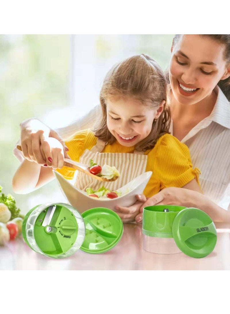إسكدنيا مقص رزمي 3 في 1 يدوي قابل للتعديل لقطع الخضروات الدوارة (أخضر) - Image 5
