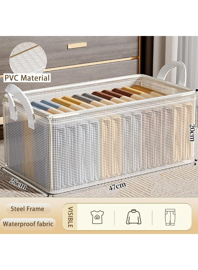 3PCS Clothes Storage Box, Stackable Wardrobe Clothes Organizer, Foldable Closet Storage Basket, Drawer Storage Organizer for Clothing, T-Shirt, Jeans, Sweaters, Toys & Books (SNX8818-27L) - Image 3