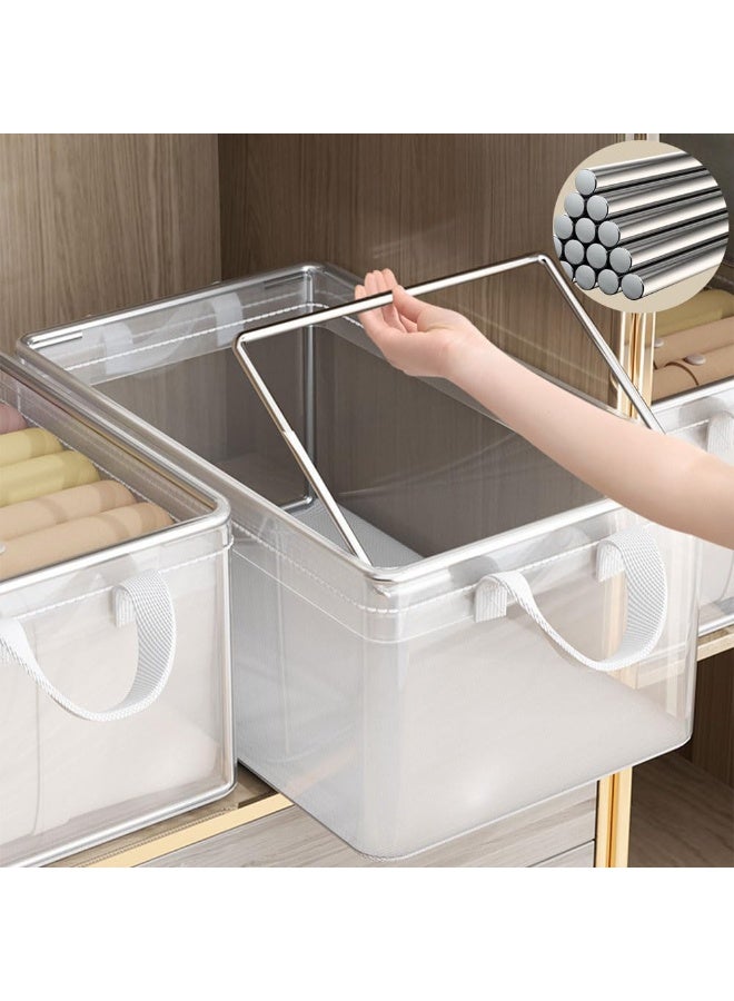 3PCS Clothes Storage Box, Stackable Wardrobe Clothes Organizer, Foldable Closet Storage Basket, Drawer Storage Organizer for Clothing, T-Shirt, Jeans, Sweaters, Toys & Books (SNX8818-27L) - Image 5