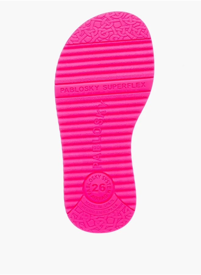 بابلوسكي Girls' Cutout Detail Sandals with Hook and Loop Closure