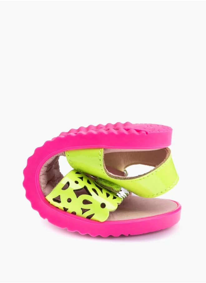 بابلوسكي Girls' Cutout Detail Sandals with Hook and Loop Closure