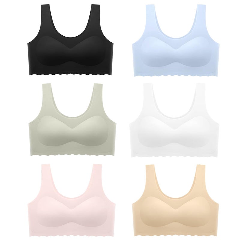 Demifill Teen Girls Seamless Bra No Show Tagless Sports Bra Training with Removable Padding Bras for Teens Pack of 6 Size 14-16 Years Mixed Color - Image 3