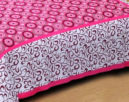 ART WORLD Double Bed Sheet with Pillow Covers Pure Cotton Rajasthani Jaipuri Traditional Printed Bed Cover (Queen Size, Pink) - Image 4