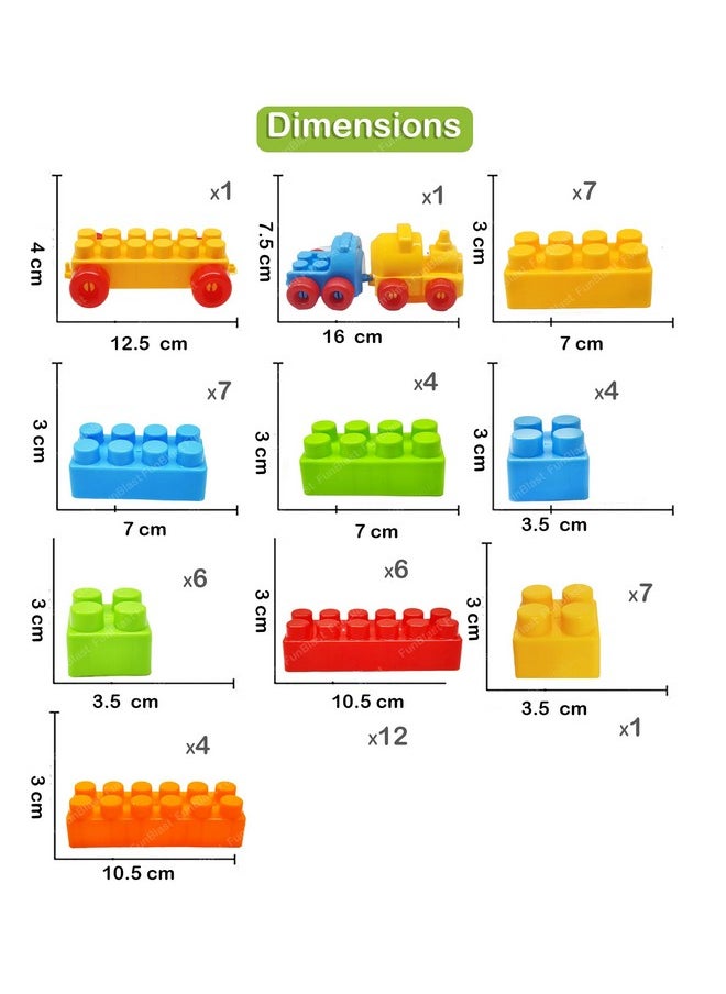 FunBlast FunBlast Building Blocks for Kids - DIY Plastic Building Blocks for Kids Puzzle Games for Kids, Toys for Children Educational & Learning Toy for 3+ Years Kids, Girls & Boys (53 Pcs-Multicolor)  - Image 3