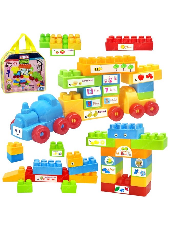 FunBlast FunBlast Building Blocks for Kids - DIY Plastic Building Blocks for Kids Puzzle Games for Kids, Toys for Children Educational & Learning Toy for 3+ Years Kids, Girls & Boys (53 Pcs-Multicolor)  - Image 1