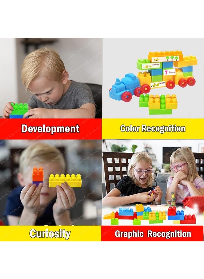 FunBlast FunBlast Building Blocks for Kids - DIY Plastic Building Blocks for Kids Puzzle Games for Kids, Toys for Children Educational & Learning Toy for 3+ Years Kids, Girls & Boys (53 Pcs-Multicolor)  - Image 4