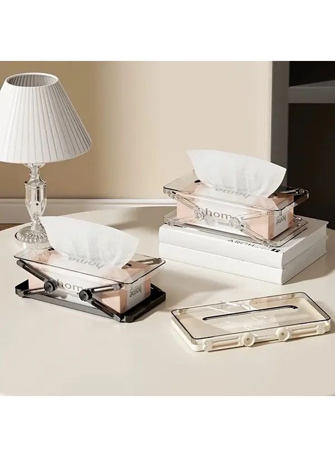 حامل علبة المناديث الحديث الشفاف مع درج قابل للسحب منظِّم يوفر المساحة - Image 2