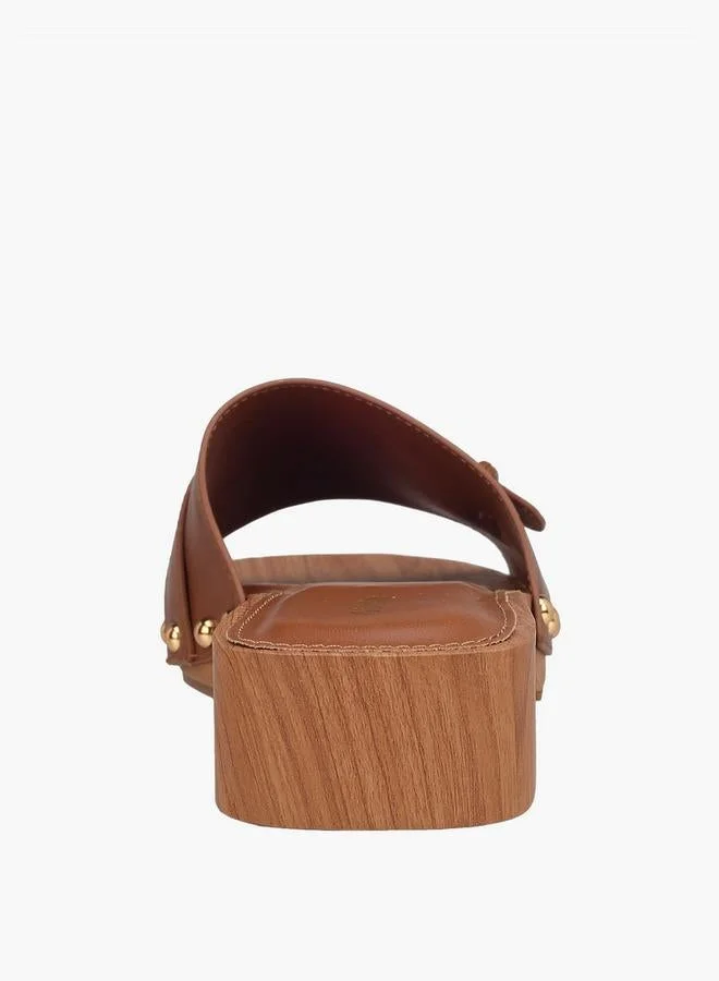 Surestep TAN Women Buckle Accent Block Heel Sandals for Women | Best Price UAE