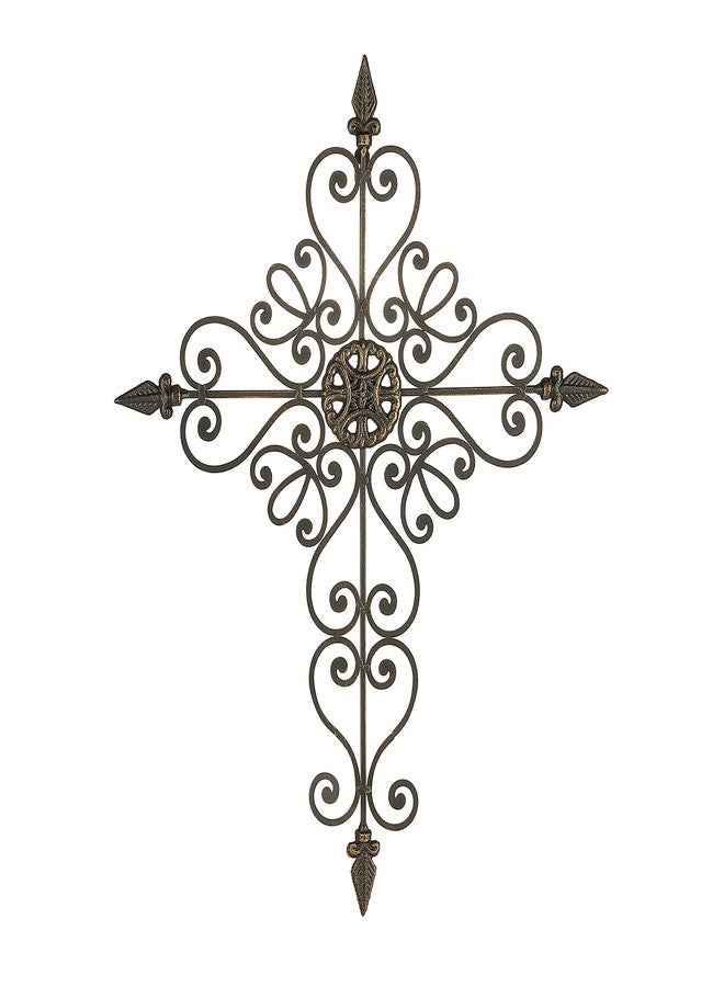 Retrome ديكور حائط معدني على شكل صليب من ريتروم، ارتفاع 27 بوصة، مزين بسهام، لون برونزي... - Image 2