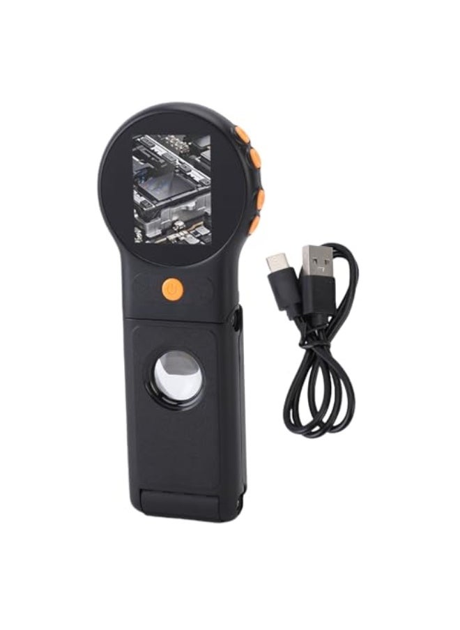 Generic مجهر رقمي محمول من زوميوزي، كاميرا ماكرو رقمية قابلة للطي بمنفذ USB مع 8 مصابيح LED، تكبير 500 مرة، شاشة 2 انش، تركيز تلقائي 1080P و2MP  - Image 2