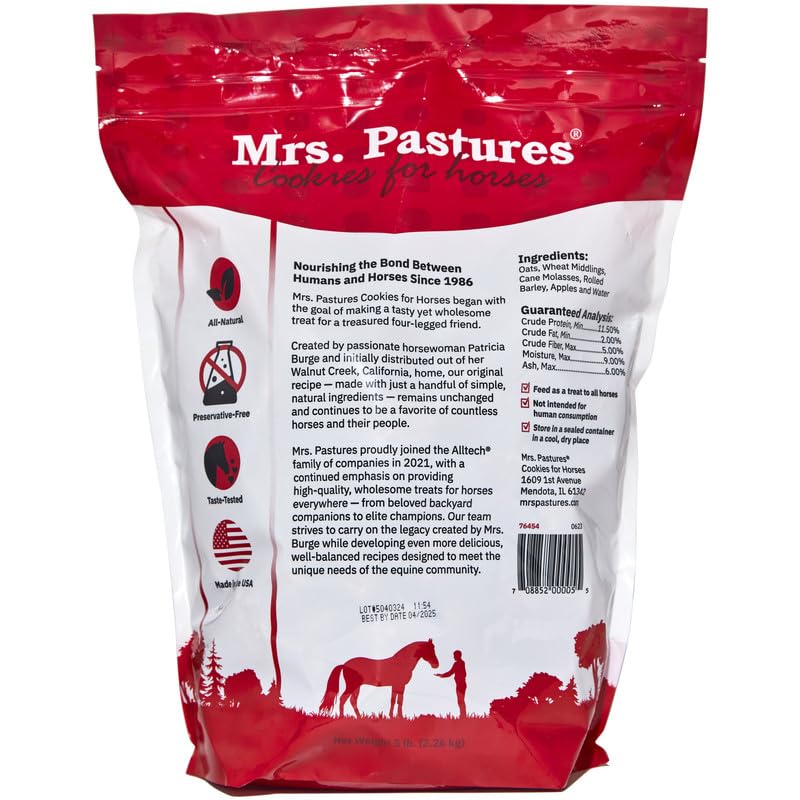 Mrs. Pastures Mrs Pastures Cookies and Treats for Horses - Premium Horse Treats - Made with Apples, Oats, and Rolled Barley - Preservative Free - All Natural Ingredients - No Corn or Soy - Made in USA - (5lb Bag) - Image 2