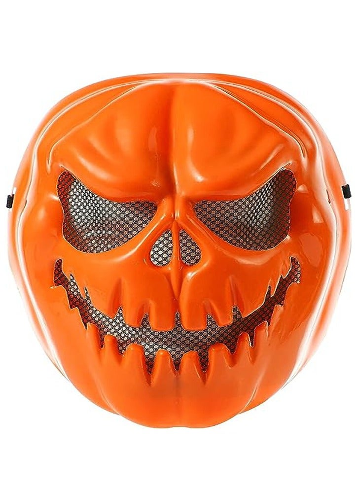 Brain Giggles BrainGiggles Scary Pumpkin Halloween Mask, Durable, Adjustable Full Face Halloween Costume Mask for Men & Women, Masquerade & Halloween Cosplay Party face cover for adults ,(Pumpkin Mask). - Image 1