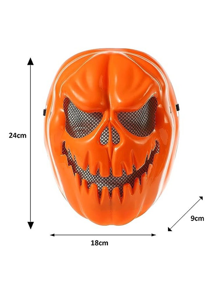 Brain Giggles BrainGiggles Scary Pumpkin Halloween Mask, Durable, Adjustable Full Face Halloween Costume Mask for Men & Women, Masquerade & Halloween Cosplay Party face cover for adults ,(Pumpkin Mask). - Image 2
