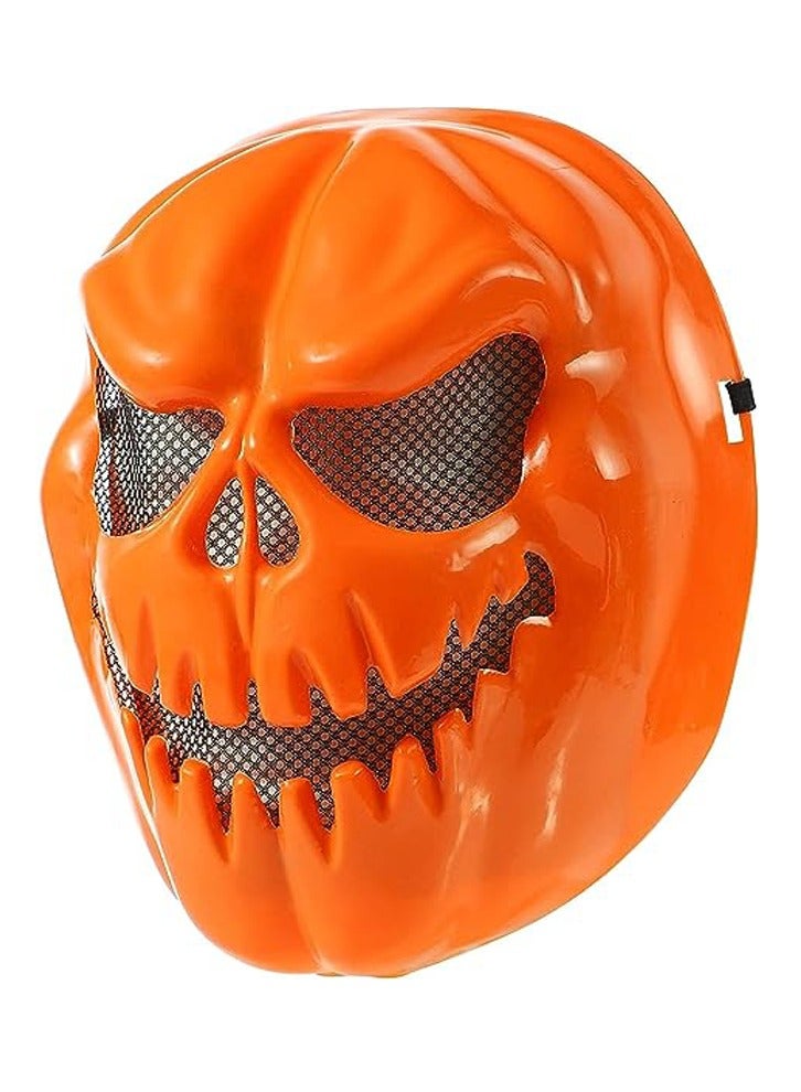 Brain Giggles BrainGiggles Scary Pumpkin Halloween Mask, Durable, Adjustable Full Face Halloween Costume Mask for Men & Women, Masquerade & Halloween Cosplay Party face cover for adults ,(Pumpkin Mask). - Image 4
