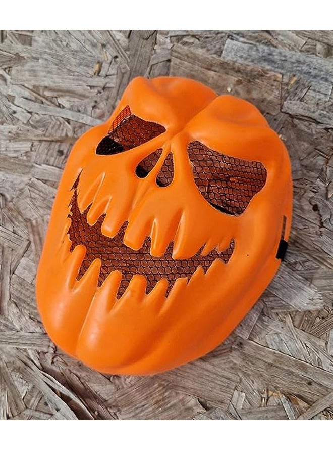 Brain Giggles BrainGiggles Scary Pumpkin Halloween Mask, Durable, Adjustable Full Face Halloween Costume Mask for Men & Women, Masquerade & Halloween Cosplay Party face cover for adults ,(Pumpkin Mask). - Image 5