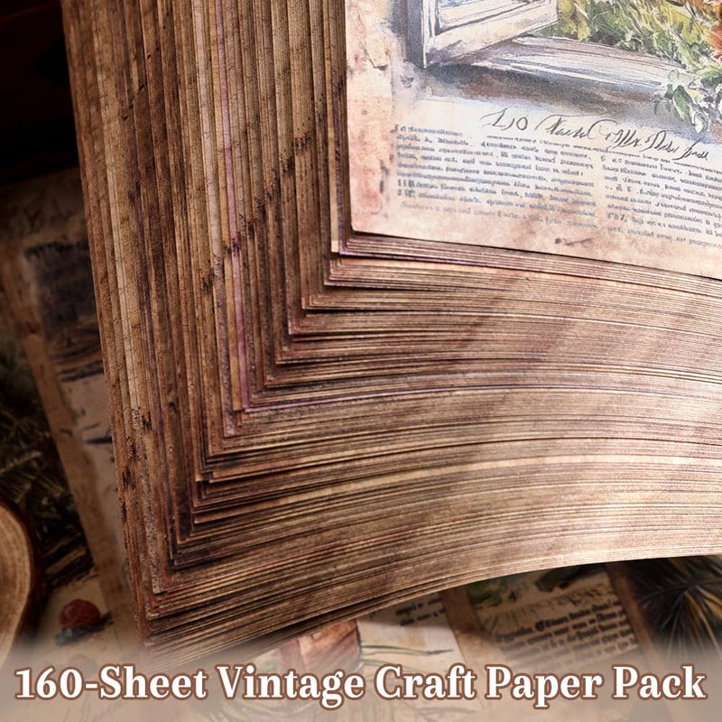 icceemee 160 Sheets Vintage Retro Scrapbook Paper, Junk Journaling Supplies Kit for Bullet Journals, Collage Art, Poster & Room Decor, Card Making, Gift Wrapping - Image 4
