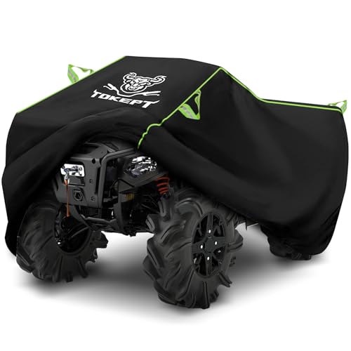 Tokept ATV Cover Waterproof, Heavy Duty Windproof Quad Covers, All Weather Protection 4 Wheeler Covers, Premium Accessories fit for Kawasaki, Honda, Polaris, Yamaha, 82'' (Black, XL) - Image 1