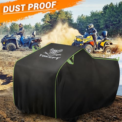 Tokept ATV Cover Waterproof, Heavy Duty Windproof Quad Covers, All Weather Protection 4 Wheeler Covers, Premium Accessories fit for Kawasaki, Honda, Polaris, Yamaha, 82'' (Black, XL) - Image 5