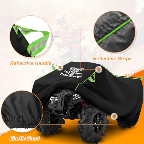 Tokept ATV Cover Waterproof, Heavy Duty Windproof Quad Covers, All Weather Protection 4 Wheeler Covers, Premium Accessories fit for Kawasaki, Honda, Polaris, Yamaha, 82'' (Black, XL) - Image 3