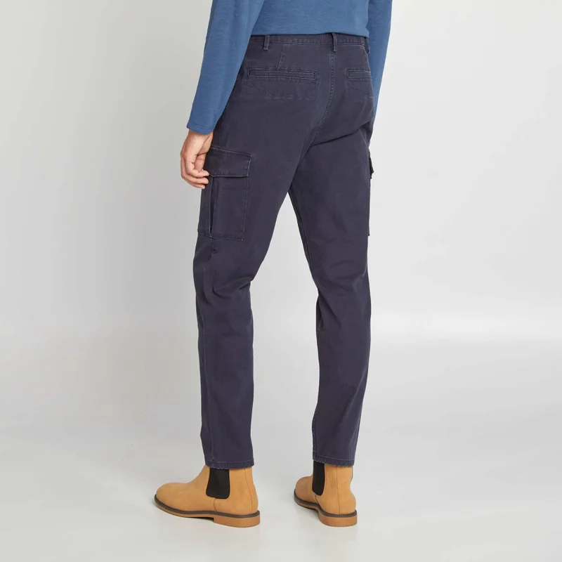 Kiabi Multi-Pocket Slim-Fit Trousers Blue