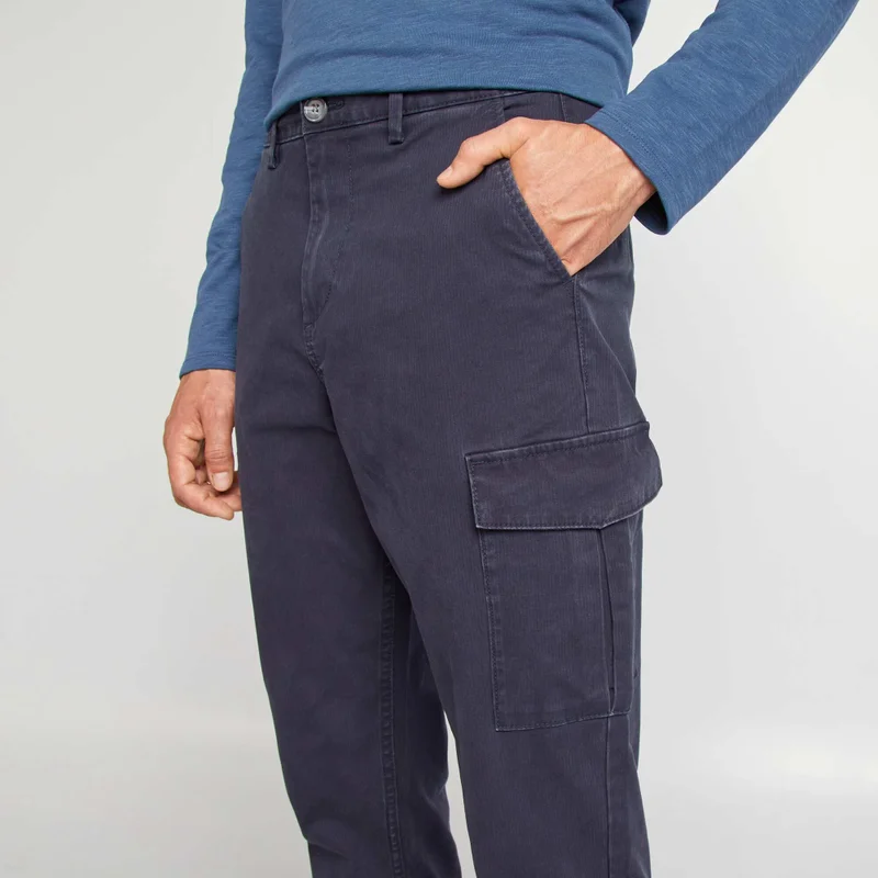 Kiabi Multi-Pocket Slim-Fit Trousers Blue