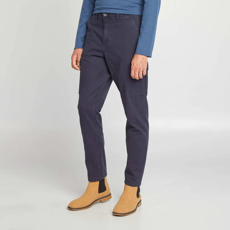 Kiabi Multi-Pocket Slim-Fit Trousers Blue