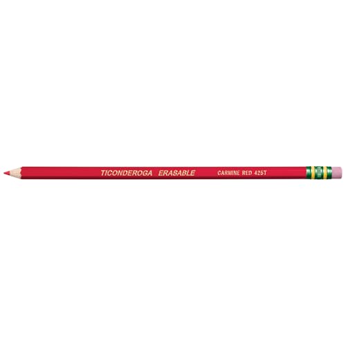 TICONDEROGA Erasable Checking Pencils, Pre-Sharpened with Eraser, Red, Pack of 2 (13901) - Image 2