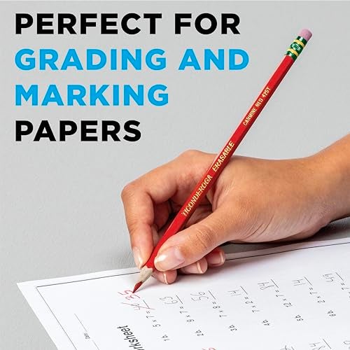 TICONDEROGA Erasable Checking Pencils, Pre-Sharpened with Eraser, Red, Pack of 2 (13901) - Image 4