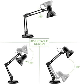 Desk Lamp with LED Bulb and Clip, Metal Frame, Adjustable Position, for Home ... - view 2
