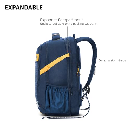 Safari Megapack 43L Expandable Laptop Backpack Bag for Men and Women, School Bag for Boys & Girls, Casual Hiking Travel Bag with 3 Compartments, Compression Straps & Bottle holder, Color Blue - Image 2