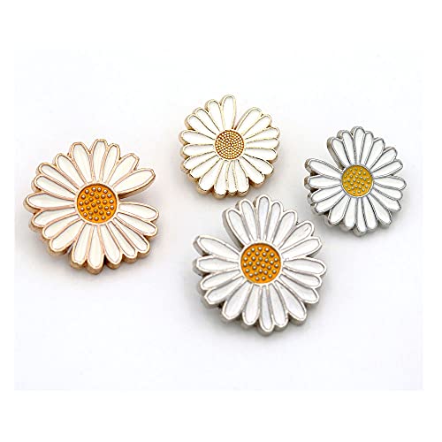 vingol 5Pcs Metal Button Daisy Shape Single Hole for Garments Crafts Sewing DIY Embellishments(Silver,25mm) - Image 2