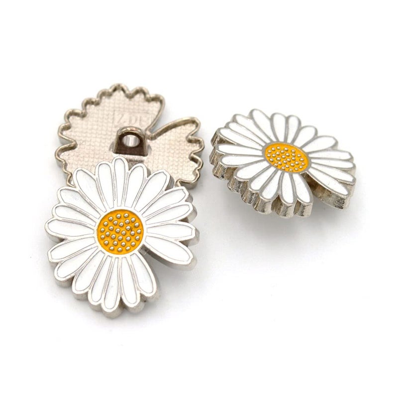 vingol 5Pcs Metal Button Daisy Shape Single Hole for Garments Crafts Sewing DIY Embellishments(Silver,25mm) - Image 3