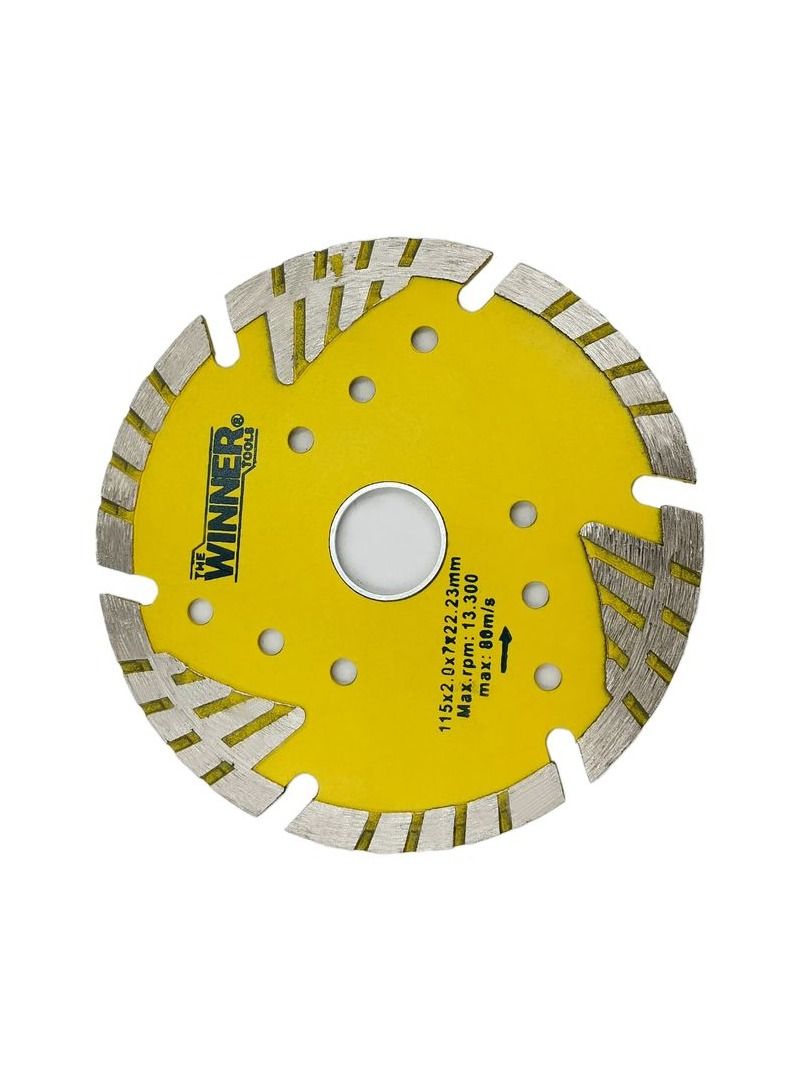 Winner WINNER TOOLS WATCW04 115Diamond Wheel Turbo Type Cutting Blade Long Life 115x2.0x7x22.23mm Max.rpm 13.300, Max:80M S  - Image 2